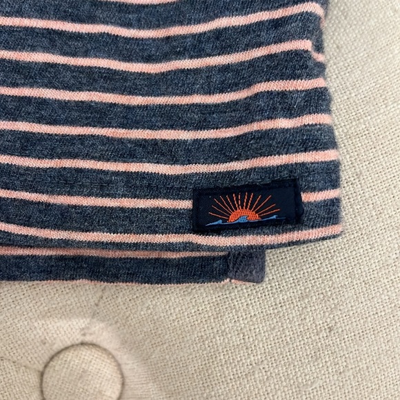 Faherty 100% Cotton Striped Denim Blue Long-Sleeve Polo - Size Medium - Picture 4 of 7